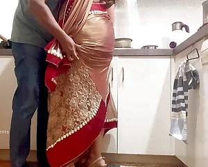 Indian Duo Romance in the Kitchen - Saree Hookup - Saree hiked up and Rump Slapped