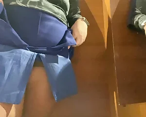 Bootylicious Mummy in the mall fitting apartment attempting on skirts