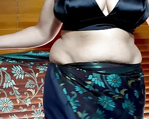 Super-steamy Indian Wifey Hanging Wonderful Saree and Sleeveless Half-shirt - Exciting and Softcore - Boobies Have fun